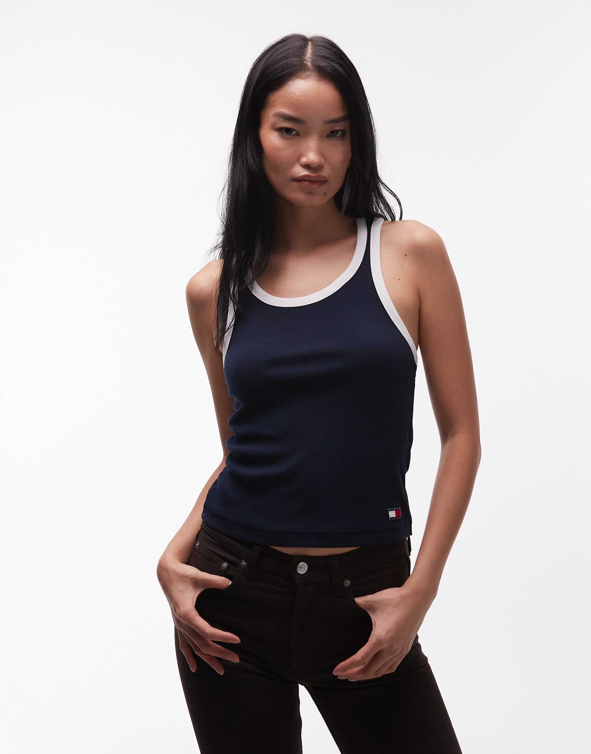 tommy hilfiger heritage tank top in navy