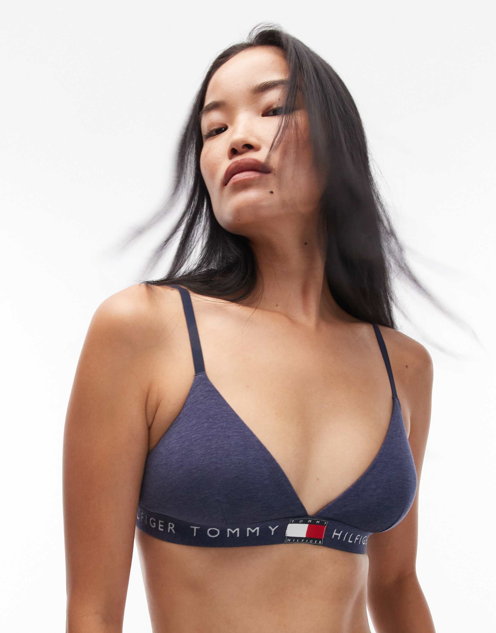 tommy hilfiger heritage triangle bra in navy heather