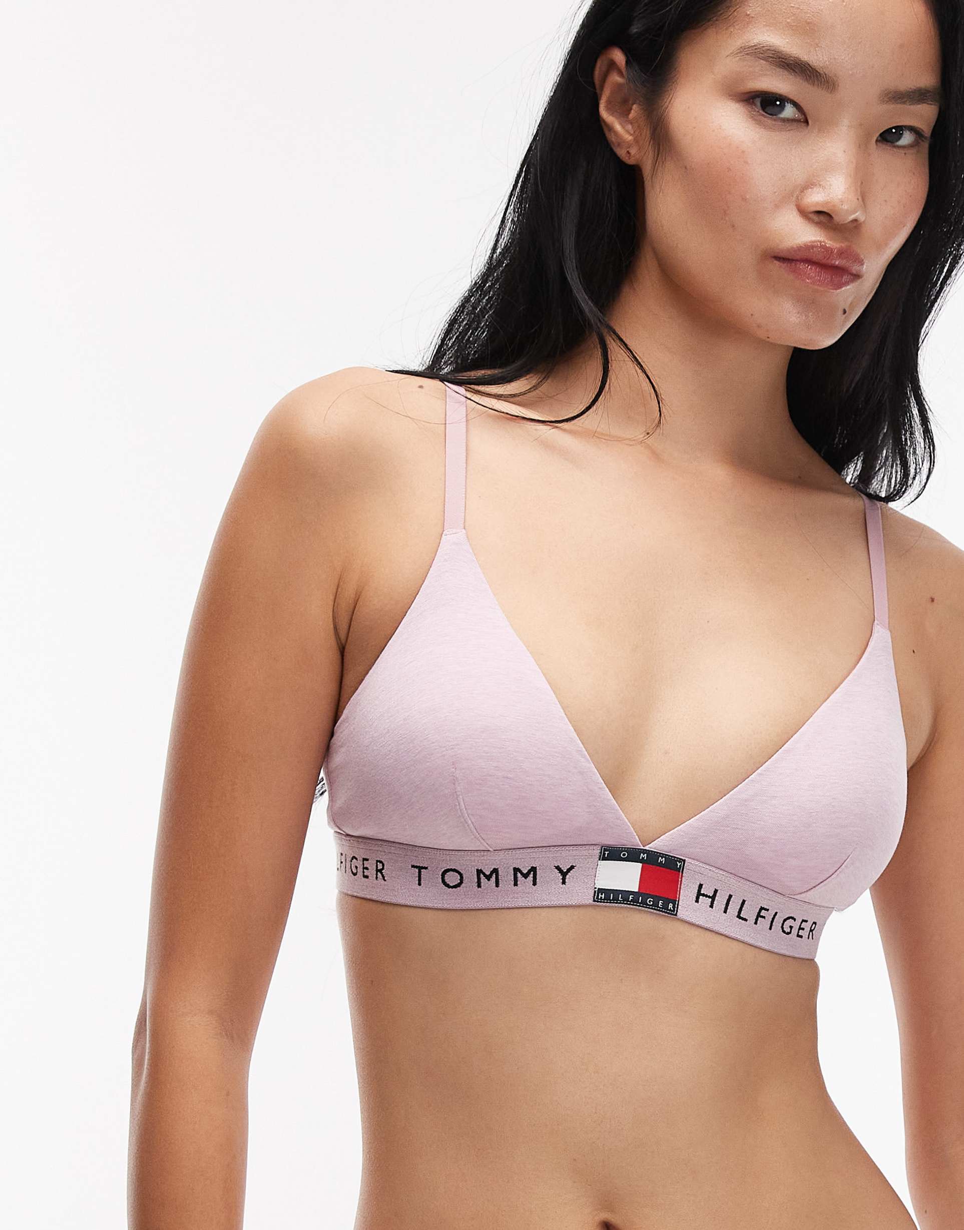 tommy hilfiger heritage triangle bra in pink heather