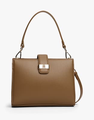 Tommy Hilfiger - Heritage - Umhängetasche in Hellbraun mit „TH"-Monogrammplakette-Brown