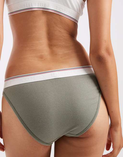Tommy Hilfiger heritage varsity rib culotte de bikini kaki, 3 de 4