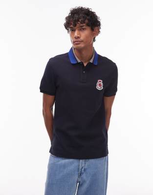 Tommy Hilfiger Herringbone Collar Regular Polo Shirt In Blue