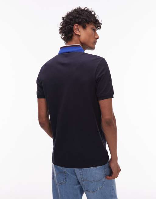 Tommy Hilfiger herringbone collar regular polo shirt in navy, 3 of 5