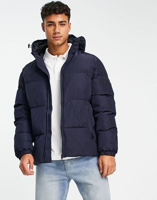 Tommy Hilfiger high loft hooded puffer in navy