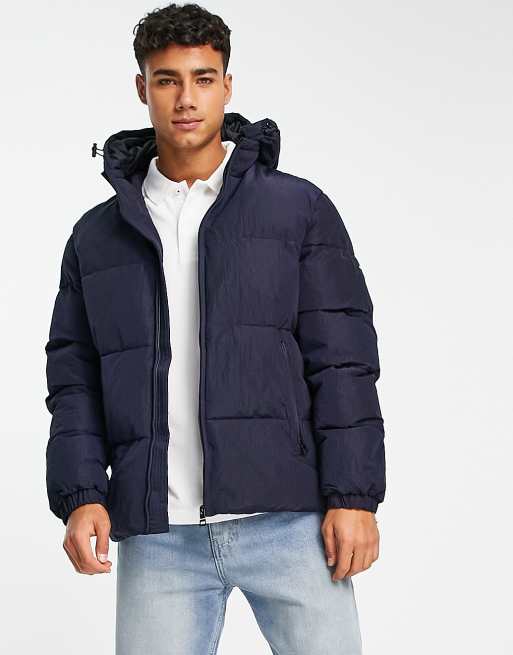 Tommy Hilfiger high loft hooded puffer in navy | ASOS