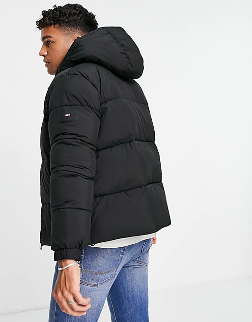 Tommy Hilfiger high loft hooded puffer jacket in black | ASOS