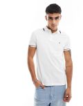 Tommy Hilfiger hilfiger cuff slim fit polo in white