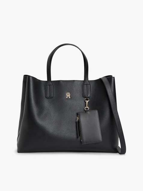 Tommy Hilfiger Hilfiger icon pebble grain satchel in black - view 1