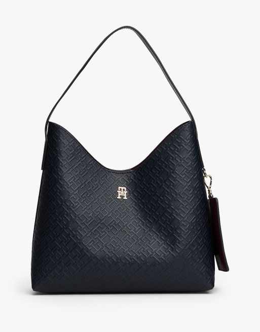 Tommy Hilfiger - Hilfiger Icon - Sac porté épaule à monogramme TH en relief - Bleu foncé