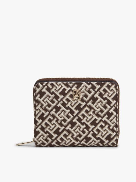 Tommy Hilfiger Hilfiger icon th monogram jacquard wallet in multi brown - view 1