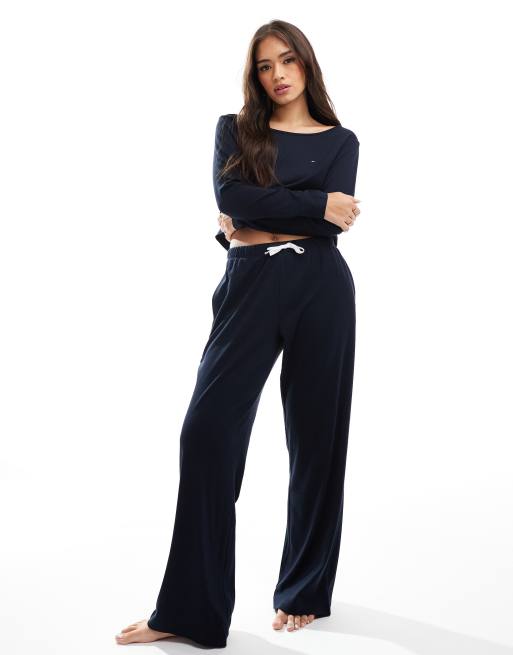 Tommy Hilfiger Hilfiger Monotype Langarmliger Pyjama in Dunkelblau