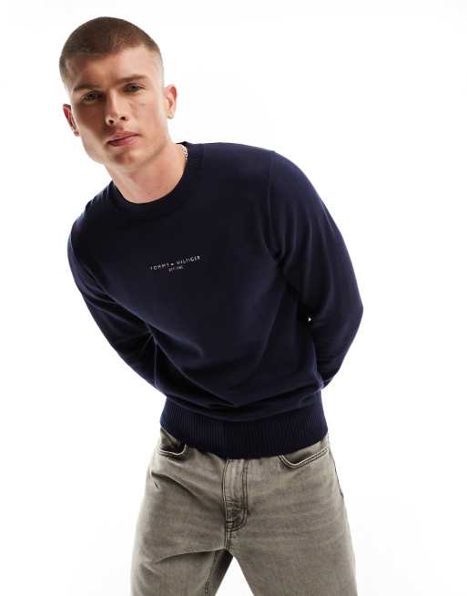 Tommy Hilfiger - Hilfiger - Trui met ronde hals en borduursel in 'desert sky'