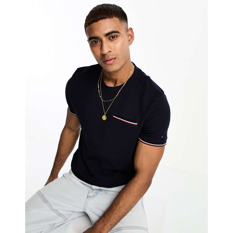 Flock forværres Syd Tommy Hilfiger honeycomb pocket T-shirt in blue | ASOS