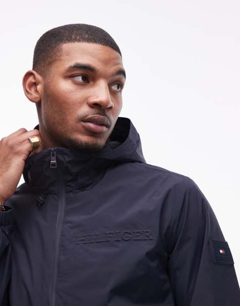 Tommy Hilfiger hooded rain jacket in navy - view 1