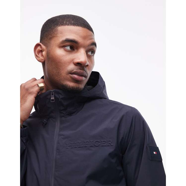 Tommy Hilfiger hooded rain jacket in navy ASOS