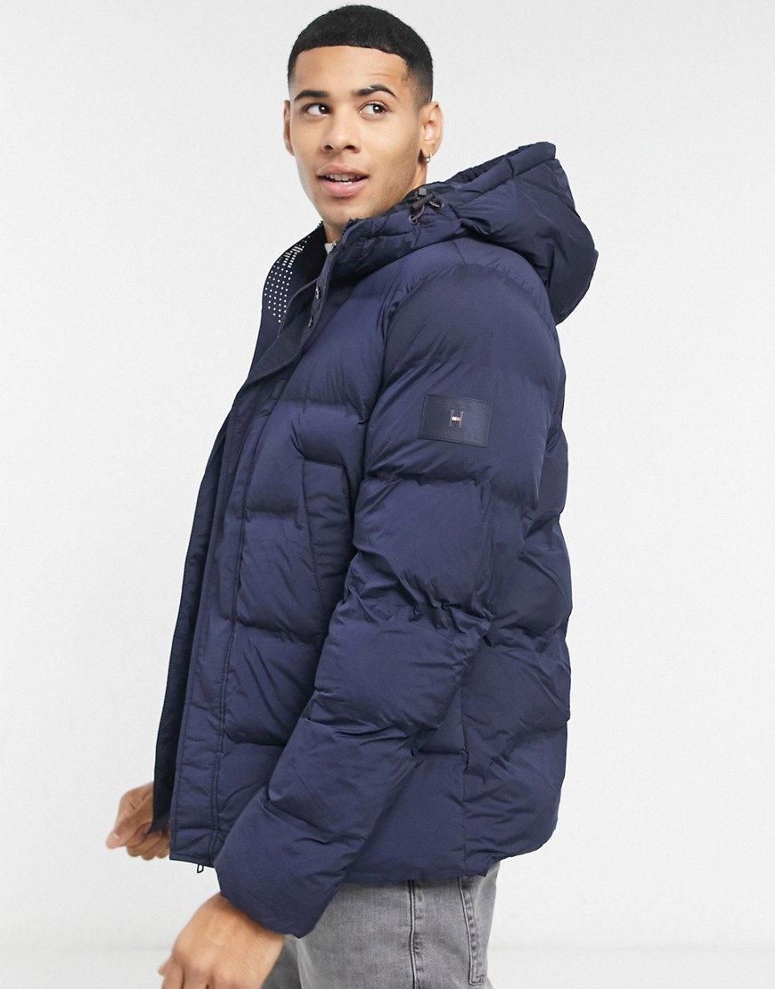 Tommy Hilfiger hooded stretch bomber jacket in navy