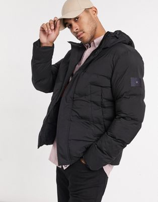 Tommy Hilfiger hooded stretch puffer jacket in black