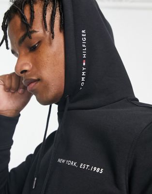 Tommy Hilfiger hoodie in black with multiplacement print