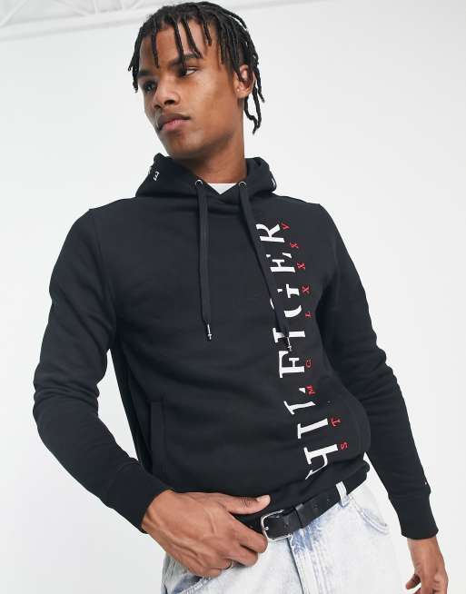 Tommy Hilfiger hoodie in black with vertical print | ASOS