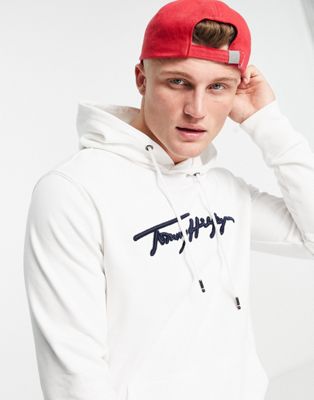 Tommy Hilfiger hoodie in white with text print - ASOS Price Checker