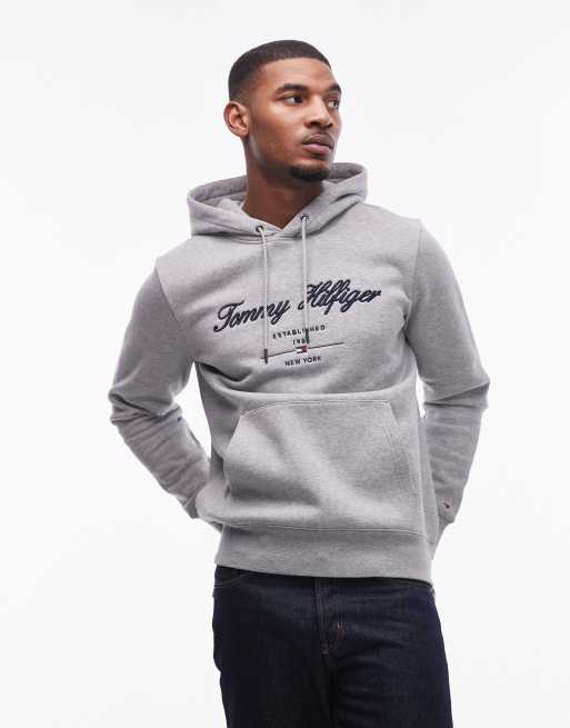 Tommy Hilfiger - Hoodie met geschreven logo in grijs, 2 van 4