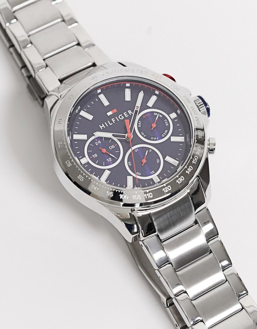 Tommy Hilfiger hudson watch with blue dial-Silver