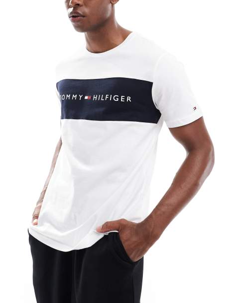 Tommy Hilfiger - Hvid lounge-t-shirt med sort logostribe - view 1