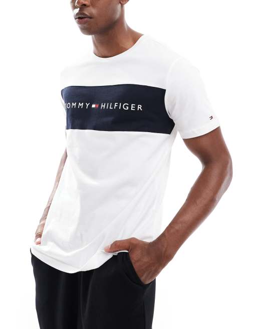 Tommy Hilfiger - Hvid lounge-t-shirt med sort logostribe