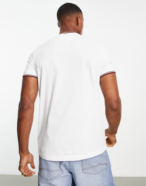 Tommy Hilfiger - Hvid T-shirt med farvekanter og logoikon, 2 af 4