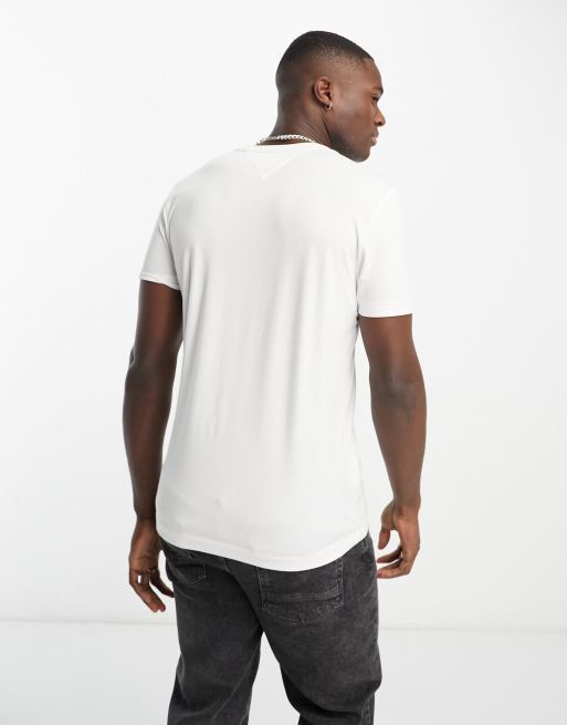 Tommy Hilfiger - Hvid T-shirt med stribet logoprint på brystet, 2 af 4