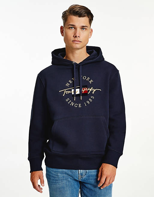 Tommy Hilfiger Mens Circle Chest Corp Hoody Hooded Sweatshirt 