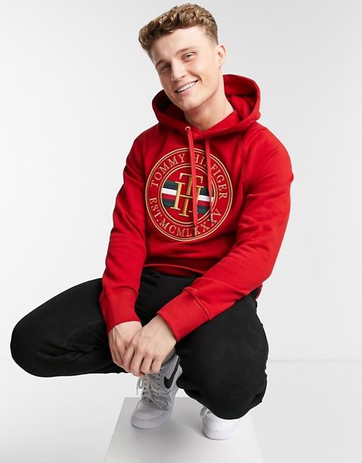 Tommy Hilfiger icon circle logo hoodie in arizona red