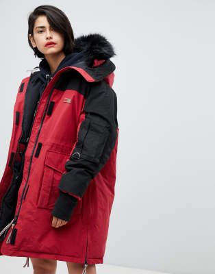 tommy hilfiger colorblock parka