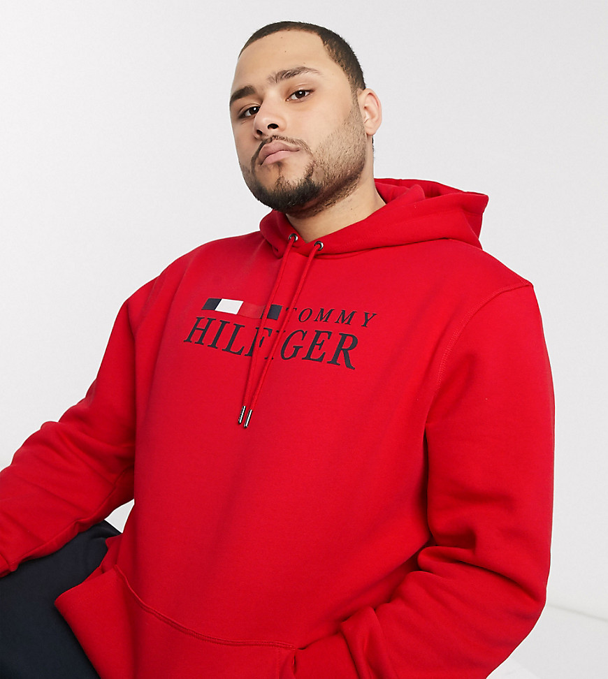 Tommy Hilfiger Icon Colourblock Capsule Big & Tall basic icon logo hoodie in red