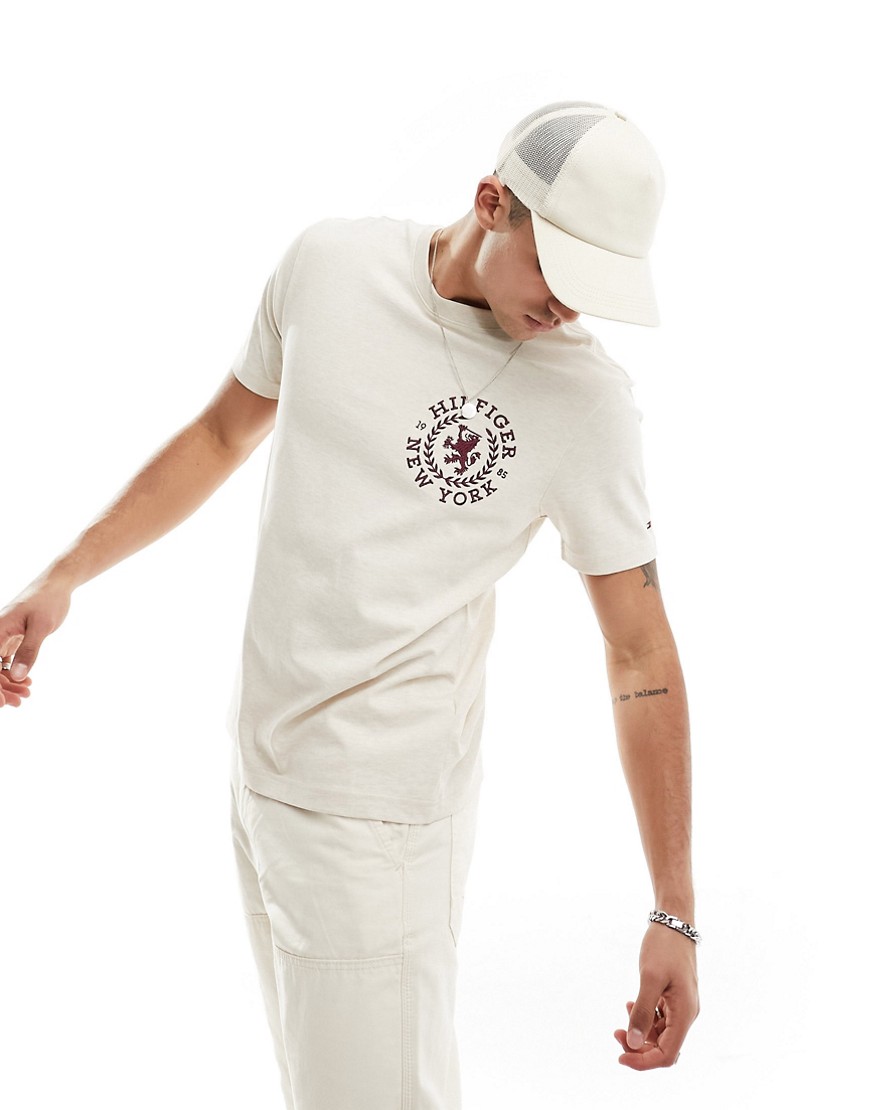 Tommy Hilfiger icon crest t-shirt in cream-White