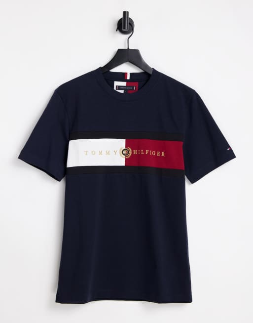 Tommy hilfiger logo store flag t shirt navy