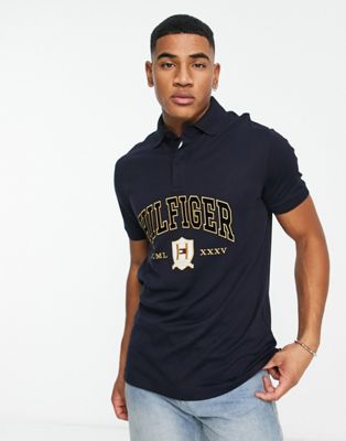 Tommy Hilfiger icon flag regular polo shirt in black - ASOS Price Checker