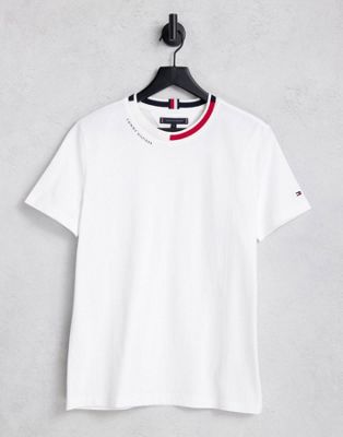 Tommy Hilfiger icon jacquard collar t-shirt in white