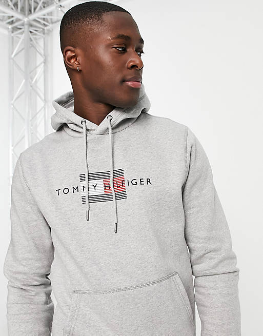Tommy Hilfiger icon lines flag logo hoodie in gray | ASOS