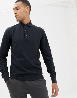 long sleeve pique polo slim fit 