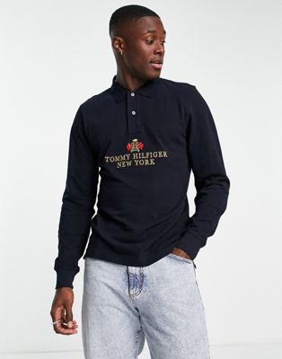 Tommy Hilfiger icon logo long sleeve polo in navy