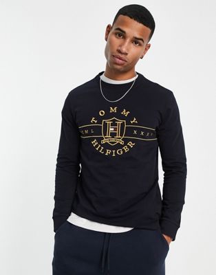Tommy Hilfiger icon logo long sleeve t-shirt in navy