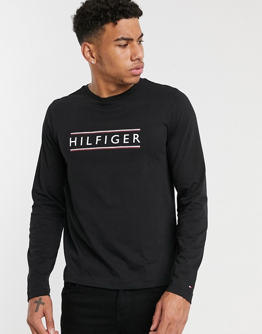 Tommy Hilfiger icon logo long sleeve top in black