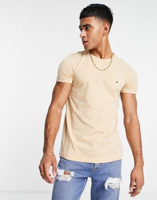 Tommy Hilfiger icon logo slim fit t-shirt in beige