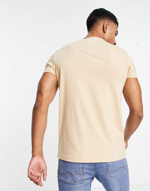 Tommy Hilfiger icon logo slim fit t-shirt in beige, 2 of 4