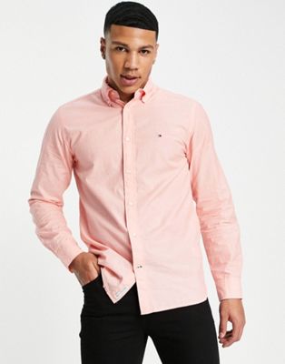 Tommy Hilfiger icon logo soft poplin shirt regular fit in pink - ASOS Price Checker