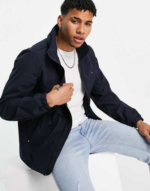 klokke Pjece søsyge Tommy Hilfiger icon logo stand collar harrington jacket in black | ASOS