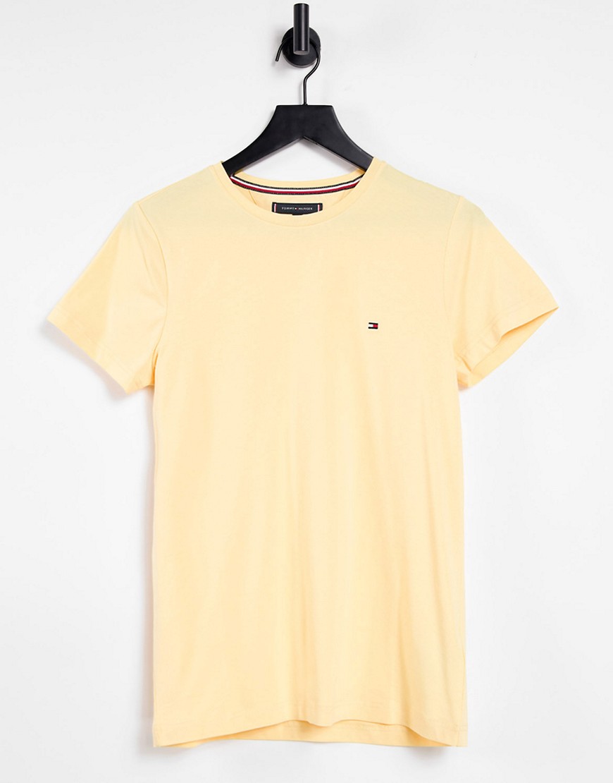 Tommy Hilfiger icon logo stretch slim fit T-shirt in delicate yellow