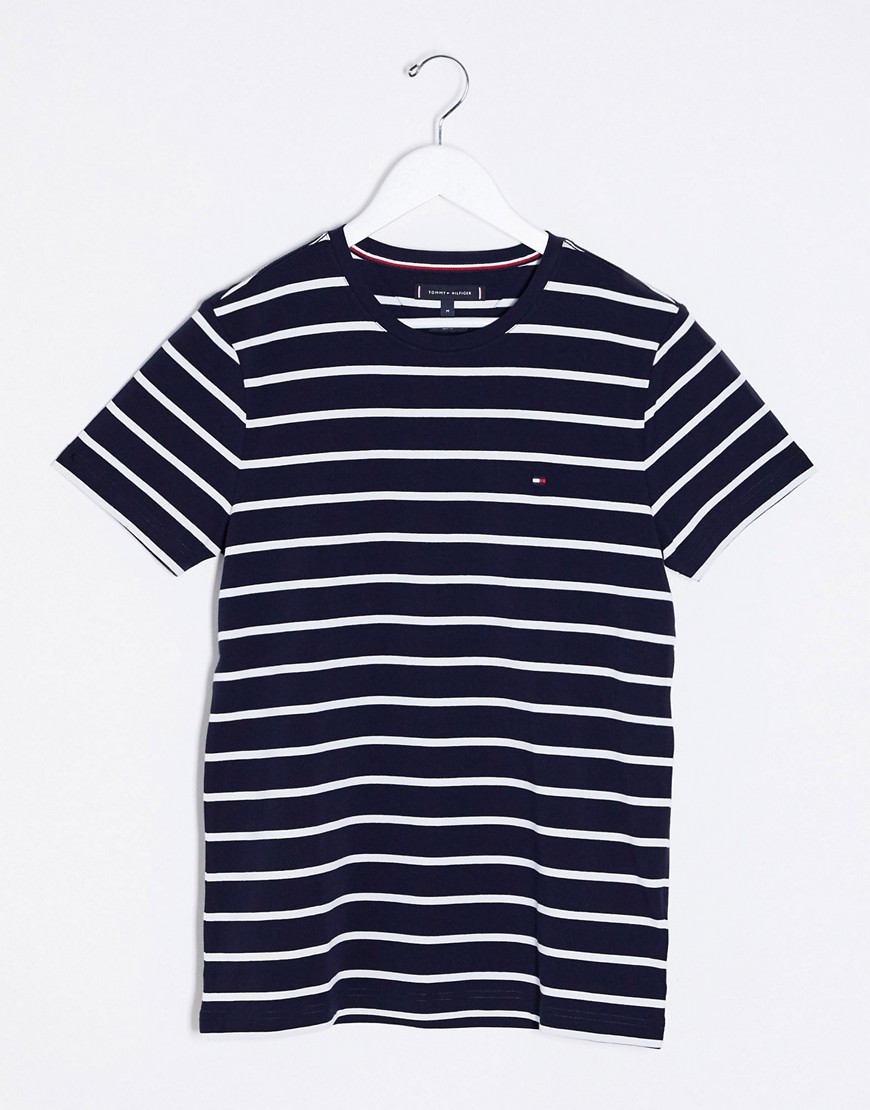 Tommy Hilfiger icon logo stripe slim fit t-shirt in navy