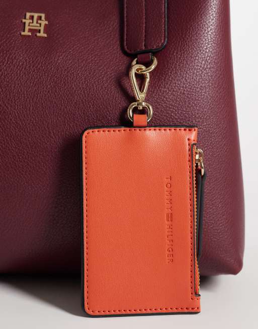 Tommy Hilfiger icon mini satchel with card holder in deep red, 2 of 4